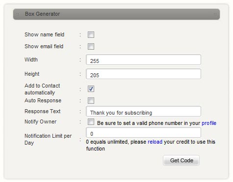 iSMS Subscription Form Generator