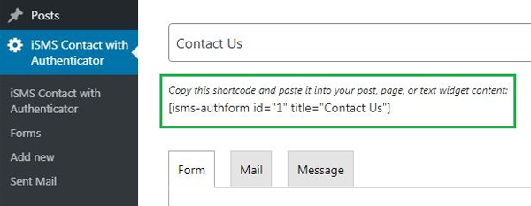 Configure WordPress iSMS Contact Form Authenticator Plugin Malaysia