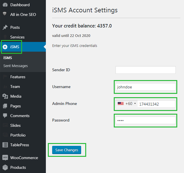 Configure WordPress iSMS Plugin Malaysia