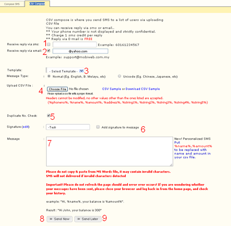 Bulk SMS End User Guide CSV Compose SMS