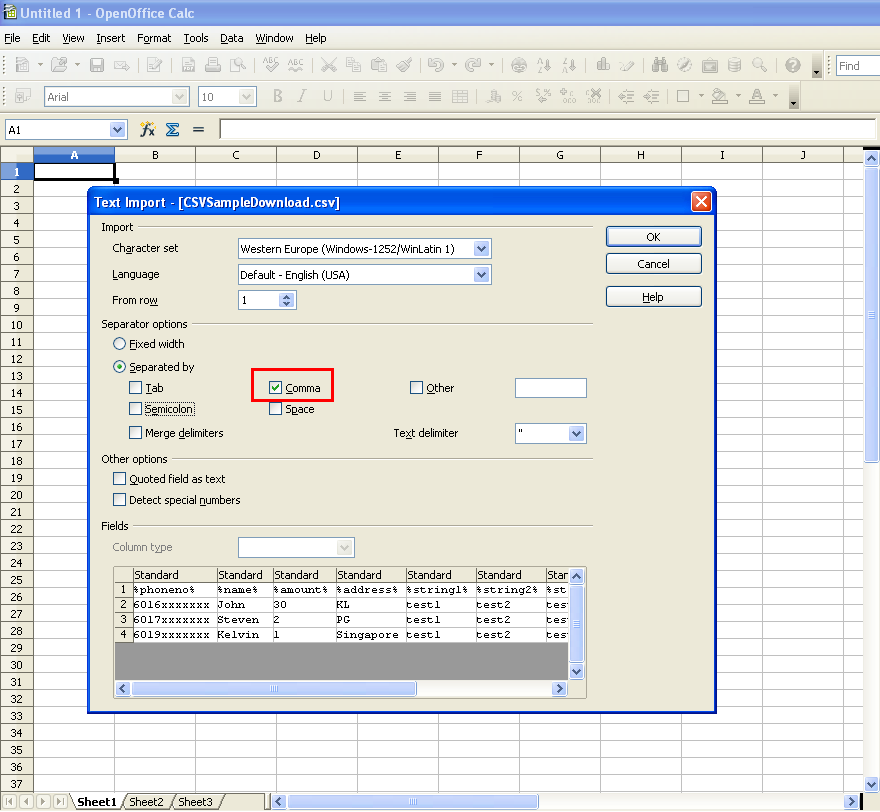 Bulk SMS End User Guide How to Create CSV File in OpenOffice