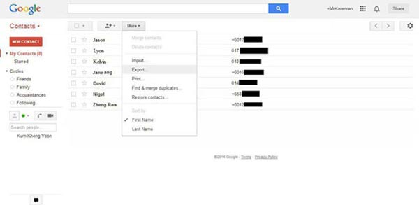 How to Export Gmail Contacts in csv File in ISMS