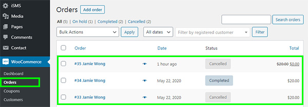 Configure Order Status WordPress iSMS Malaysia